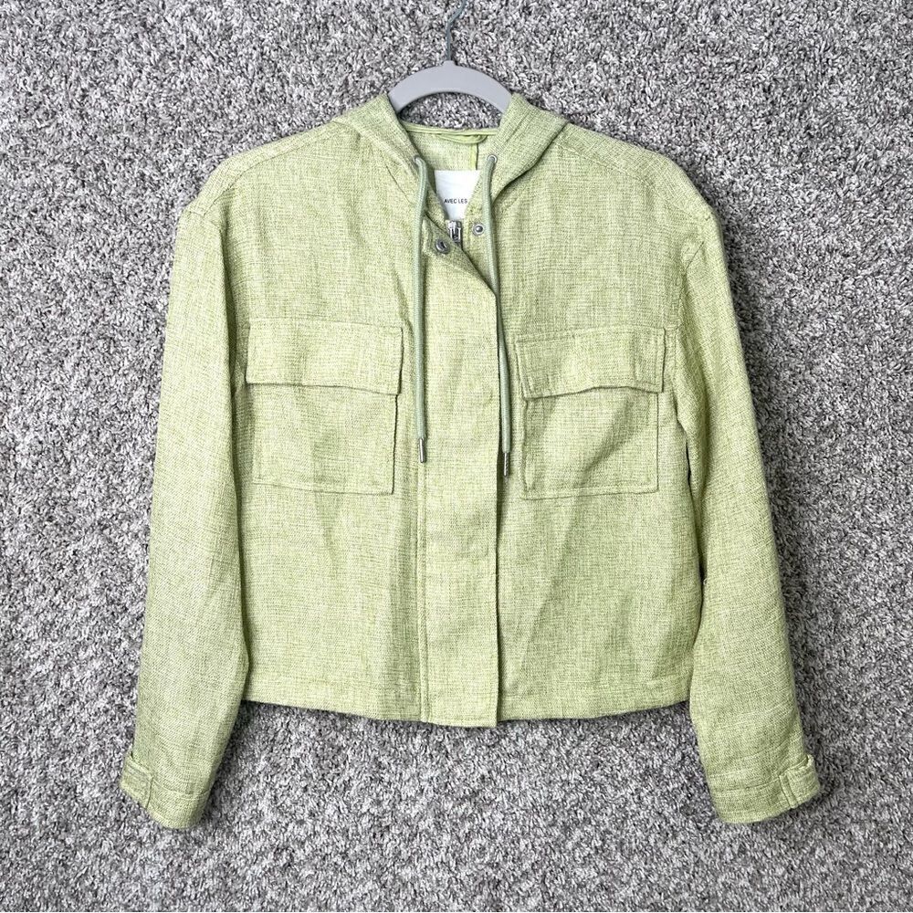Avec Les Filles Jacket Women’s XS Light Pastel Green Lightweight Hooded Zip‎ Up
